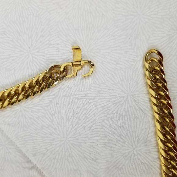 Bold chunky faux gold chain necklace 80s disco 20 inch long lobster claw close - Picture 3 of 5